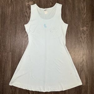 Blue Floral Embroidery Dress